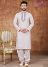 Light Gray Colour Outluk Vol 24 Stylish Festive Wear Heavy Cotton Mens Wear Pathani Latest Collection 24006